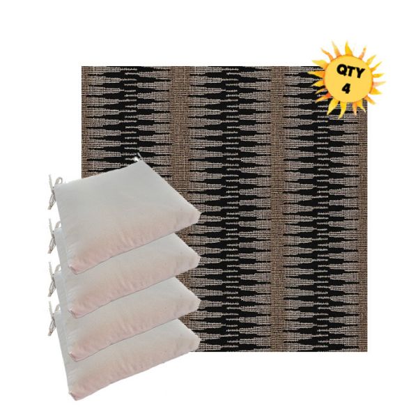 Sunbrella Ortiz Onyx Outdoor Dining Chair Cushions in Sunbrella Luxury Outdoor Fabrics - Order in Sets of 4