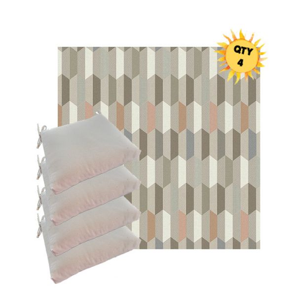 Sunbrella Precise Fawn Outdoor Dining Chair Cushions in Sunbrella Luxury Outdoor Fabrics - Order in Sets of 4