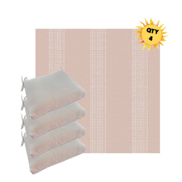 Picture of Caper Blush | Luxury Outdoor Dining Chair Cushions Bundle of 4 | Sunbrella® Fabric