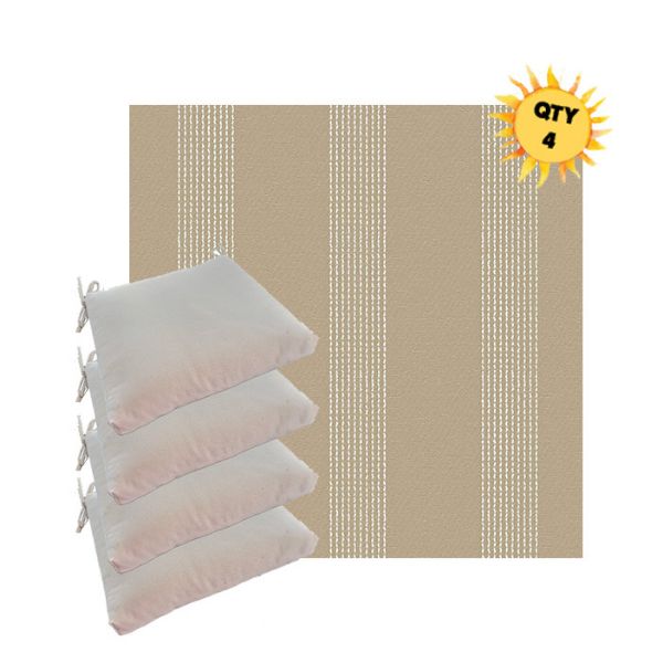 Sunbrella Caper Camel Outdoor Dining Chair Cushions in Sunbrella Luxury Outdoor Fabrics - Order in Sets of 4