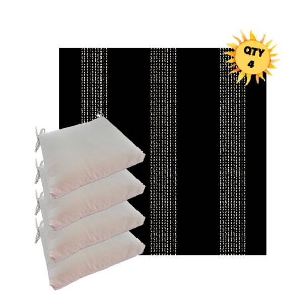 Sunbrella Caper Onyx Outdoor Dining Chair Cushions in Sunbrella Luxury Outdoor Fabrics - Order in Sets of 4