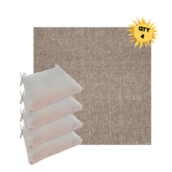 Sunbrella Chartres Truffle Outdoor Dining Chair Cushions in Sunbrella Luxury Outdoor Fabrics - Order in Sets of 4