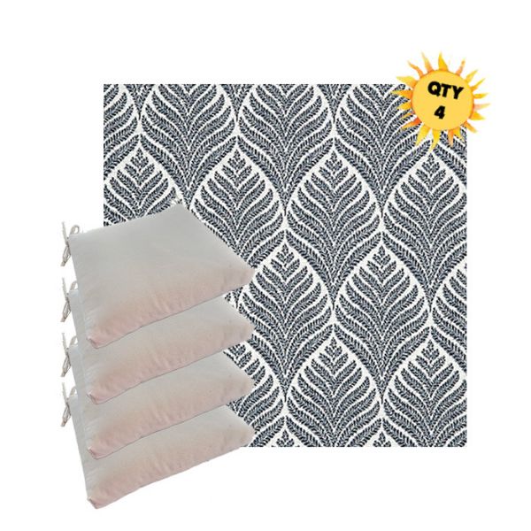 Sunbrella Linnaeus Indigo Outdoor Dining Chair Cushions in Sunbrella Luxury Outdoor Fabrics - Order in Sets of 4