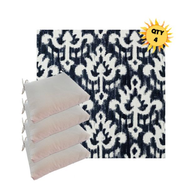 Sunbrella Patra Indigo Outdoor Dining Chair Cushions in Sunbrella Luxury Outdoor Fabrics - Order in Sets of 4