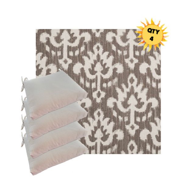 Sunbrella Patra Mushroom Outdoor Dining Chair Cushions in Sunbrella Luxury Outdoor Fabrics - Order in Sets of 4