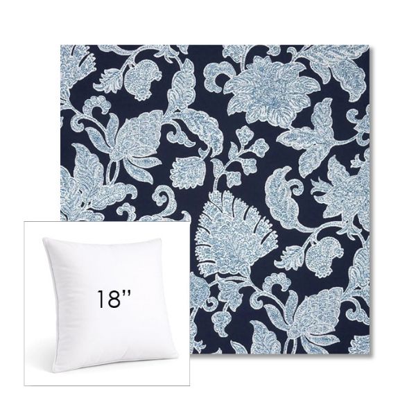 Picture of Floral Song Navy | 18" Square Sunbrella® Outdoor Pillow