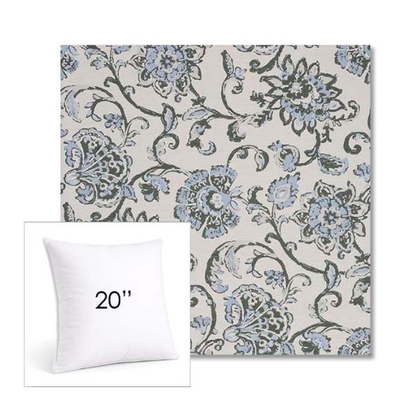 Picture of Martha Floral Periwinkle | 20" Square Sunbrella® Outdoor Pillow