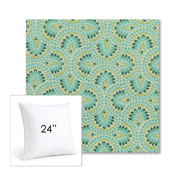 Picture of Plume Peacock | 24" Square Sunbrella® Outdoor Pillow