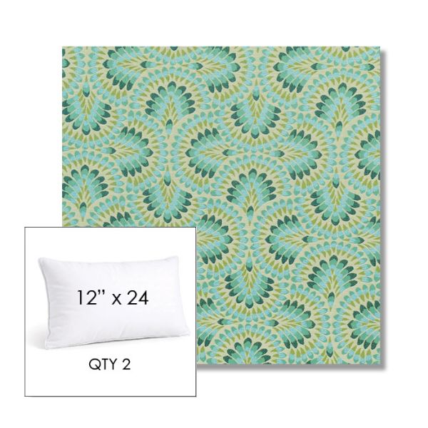 Picture of Plume Peacock | 12" x 24" Lumbar Sunbrella® Outdoor Pillow