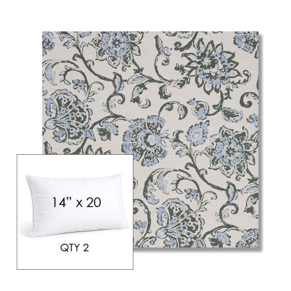 Picture of Martha Floral Periwinkle | 14" x 20" Lumbar Sunbrella® Outdoor Pillow