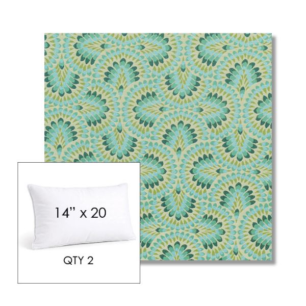 Picture of Plume Peacock | 14" x 20" Lumbar Sunbrella® Outdoor Pillow
