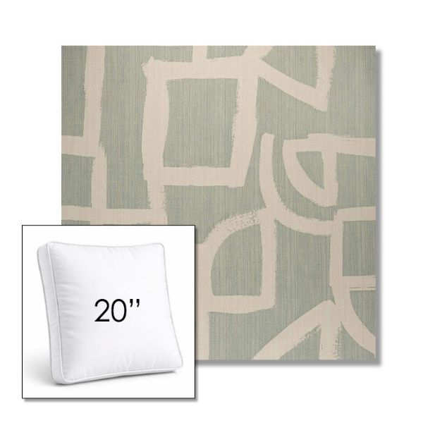 Picture of Brushstroke Duckegg | 20" Square Boxed Sunbrella® Outdoor Pillow (3" Thick)