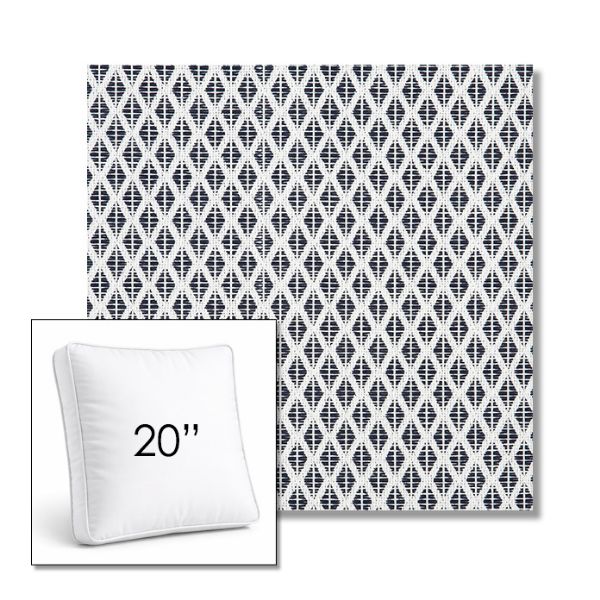 Picture of Detail Navy | 20" Square Boxed Sunbrella® Outdoor Pillow (3" Thick)