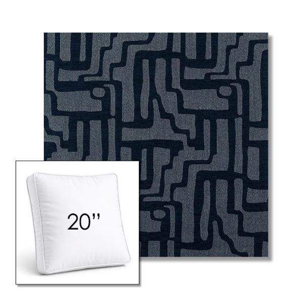 Picture of Escher Indigo | 20" Square Boxed Sunbrella® Outdoor Pillow (3" Thick)