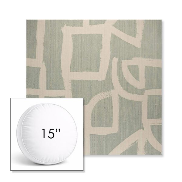 Picture of Brushstroke Duckegg | 15" Round Boxed Sunbrella® Outdoor Pillow (3" Thick)