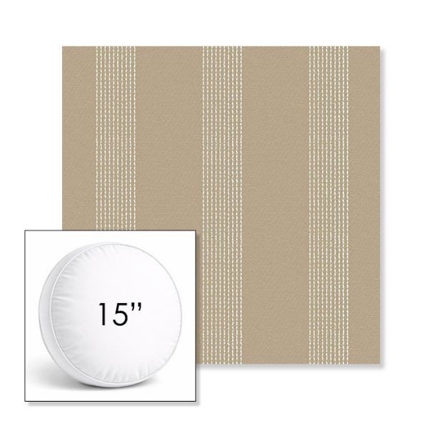 Picture of Caper Camel | 15" Round Boxed Sunbrella® Outdoor Pillow (3" Thick)