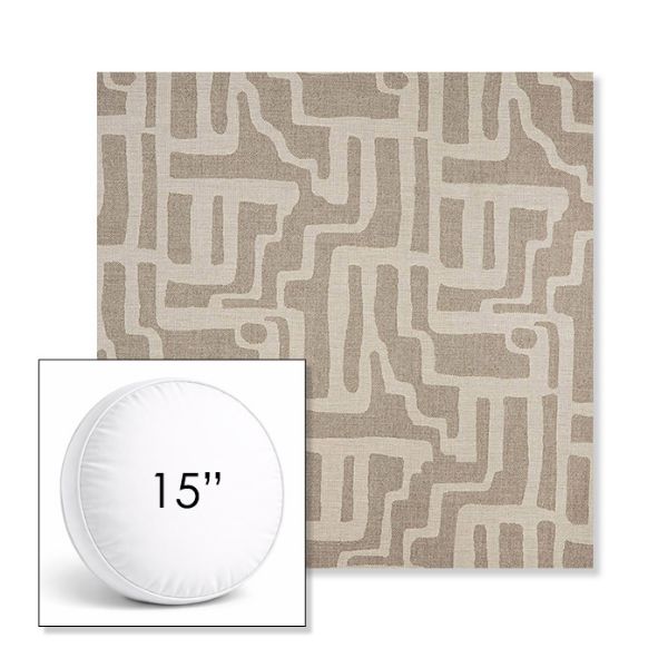 Picture of Escher Greige | 15" Round Boxed Sunbrella® Outdoor Pillow (3" Thick)