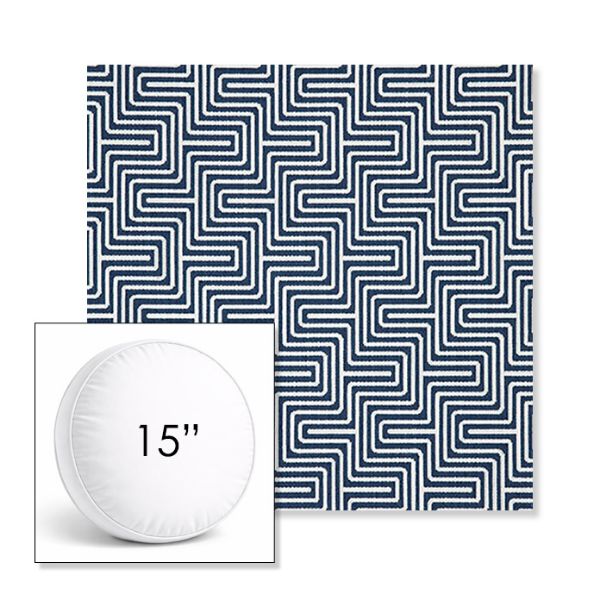 Picture of Figure Indigo | 15" Round Boxed Sunbrella® Outdoor Pillow (3" Thick)