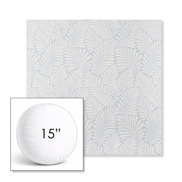 Picture of Frond Sky | 15" Round Boxed Sunbrella® Outdoor Pillow (3" Thick)