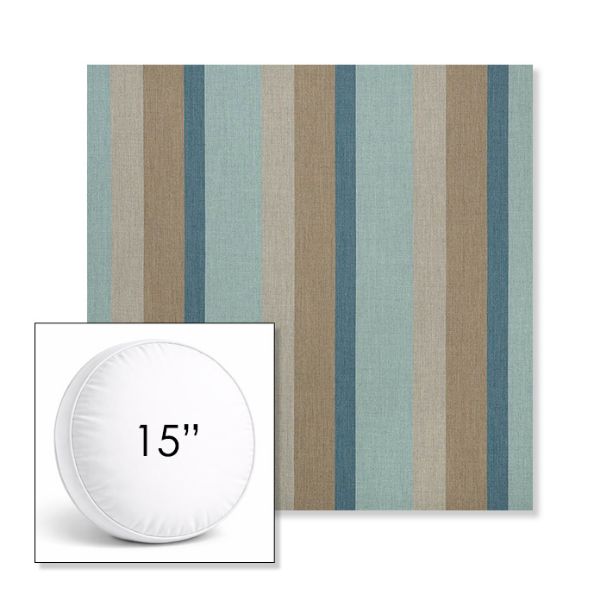 Picture of Gateway Mist | 15" Round Boxed Sunbrella® Outdoor Pillow (3" Thick)