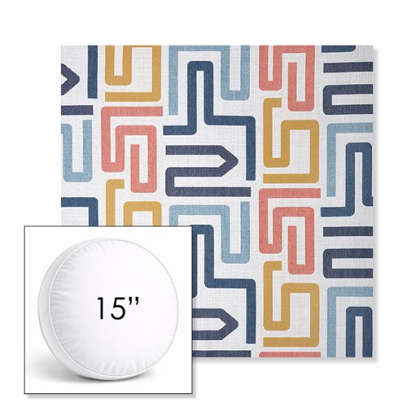 Picture of Labyrinth Fiesta | 15" Round Boxed Sunbrella® Outdoor Pillow (3" Thick)