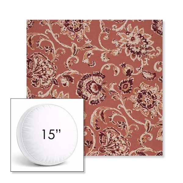 Picture of Martha Floral Rose Vine | 15" Round Boxed Sunbrella® Outdoor Pillow (3" Thick)