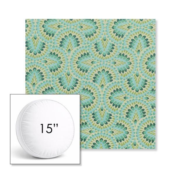 Picture of Plume Peacock | 15" Round Boxed Sunbrella® Outdoor Pillow (3" Thick)