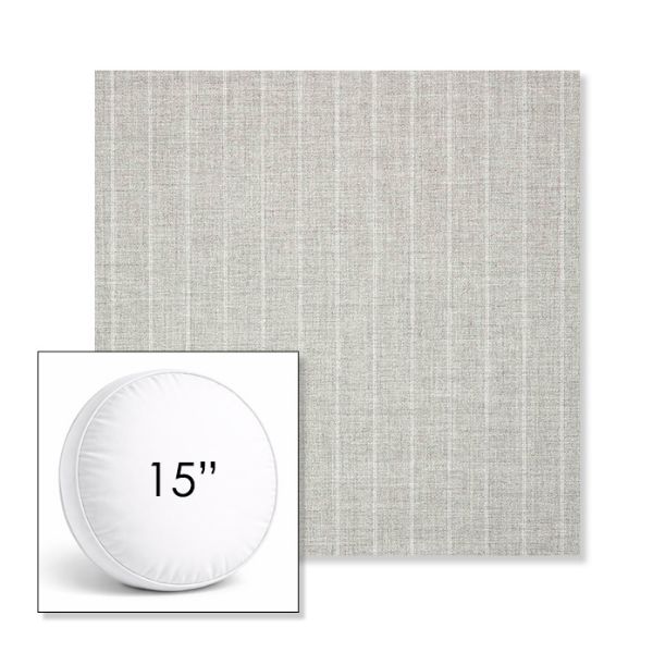 Picture of Ticking Fog | 15" Round Boxed Sunbrella® Outdoor Pillow (3" Thick)