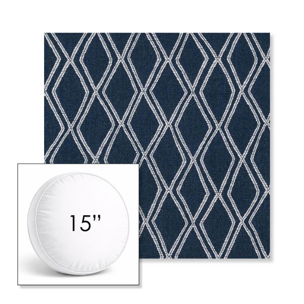 Picture of Voyage Indigo | 15" Round Boxed Sunbrella® Outdoor Pillow (3" Thick)