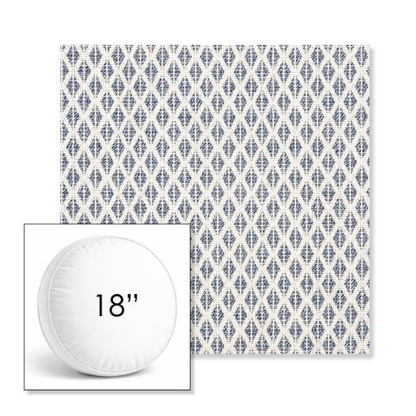 Picture of Detail Denim | 18" Round Boxed Sunbrella® Outdoor Pillow (3" Thick)