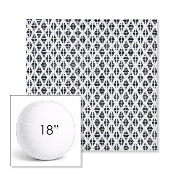 Picture of Detail Navy | 18" Round Boxed Sunbrella® Outdoor Pillow (3" Thick)