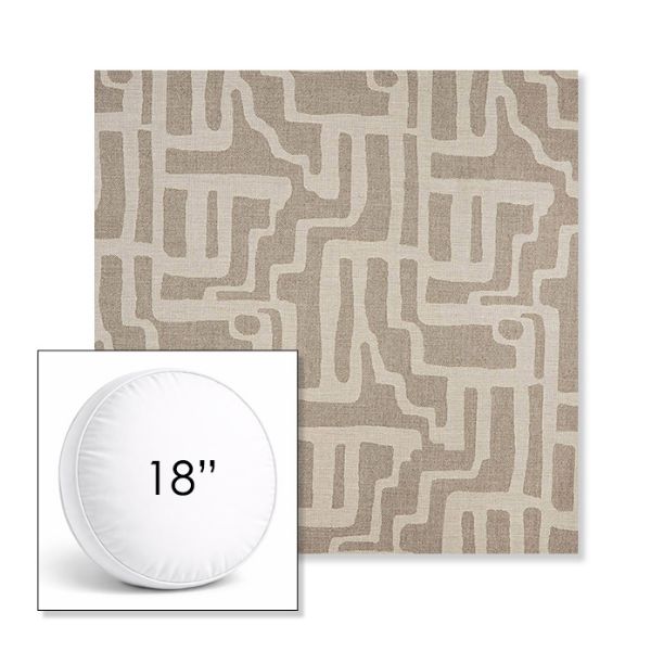 Picture of Escher Greige | 18" Round Boxed Sunbrella® Outdoor Pillow (3" Thick)