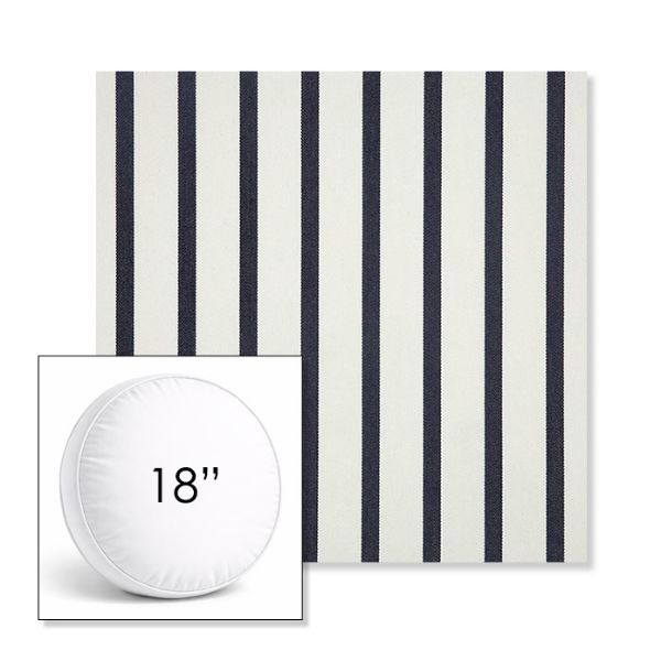 Picture of Lido Indigo | 18" Round Boxed Sunbrella® Outdoor Pillow (3" Thick)