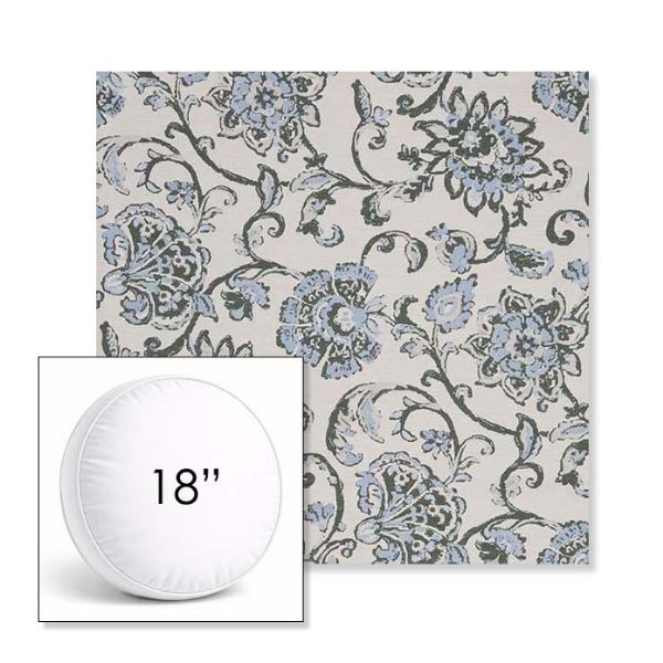 Picture of Martha Floral Periwinkle | 18" Round Boxed Sunbrella® Outdoor Pillow (3" Thick)