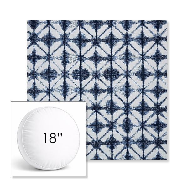 Picture of Midori Indigo | 18" Round Boxed Sunbrella® Outdoor Pillow (3" Thick)