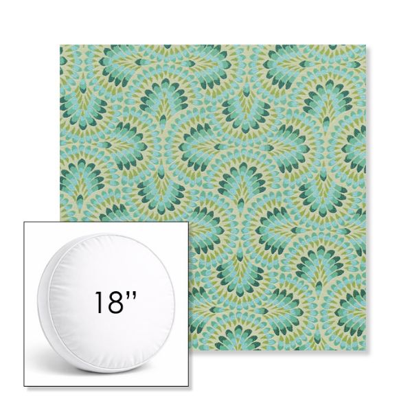 Picture of Plume Peacock | 18" Round Boxed Sunbrella® Outdoor Pillow (3" Thick)