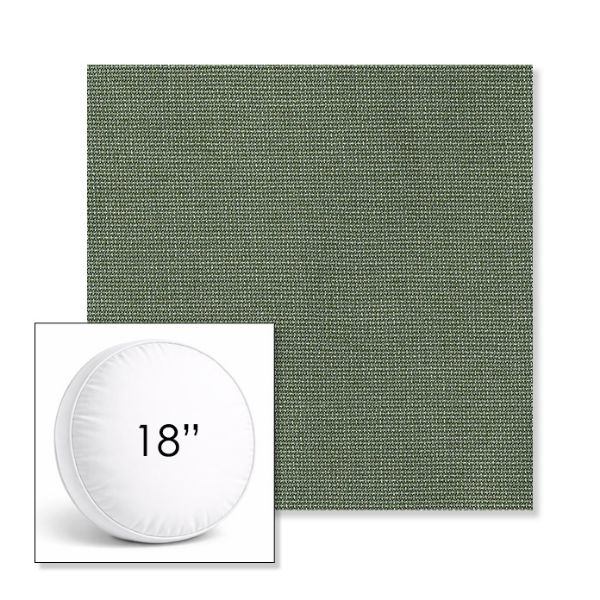 Custom 18" Round Boxed Sunbrella® Outdoor Pillow (3" Thick) available in over 700 Sunbrella® fabrics. Comes standard with piping.
