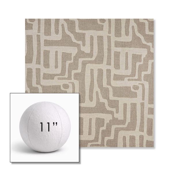 Picture of Escher Greige | 11" Round Ball Pillow Sunbrella® Outdoor Pillow (3" Thick)