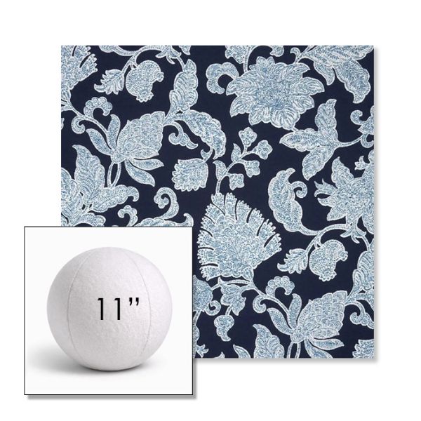 Picture of Floral Song Navy | 11" Round Ball Pillow Sunbrella® Outdoor Pillow (3" Thick)