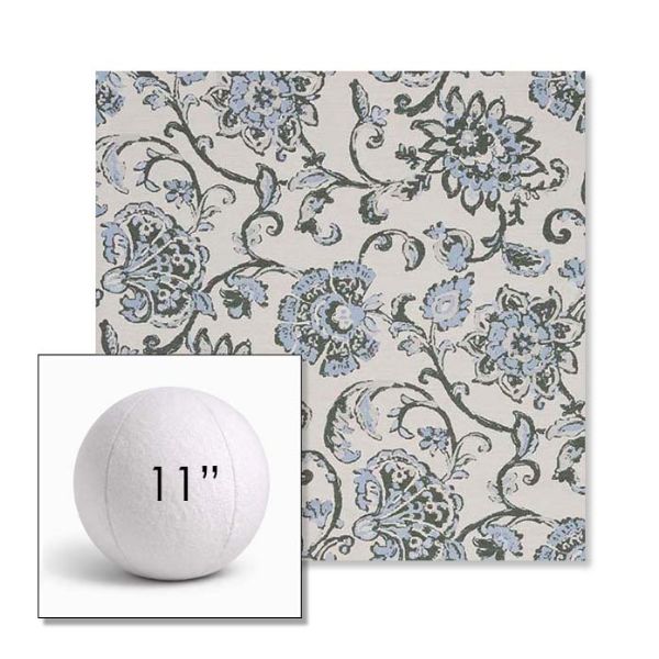 Picture of Martha Floral Periwinkle | 11" Round Ball Pillow Sunbrella® Outdoor Pillow (3" Thick)