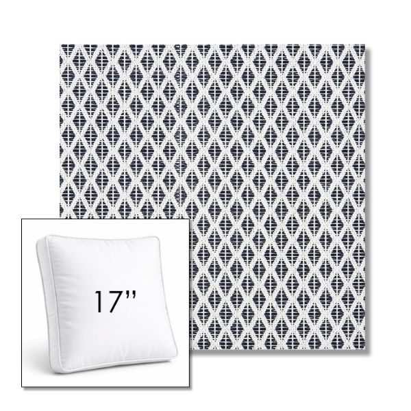 Picture of Detail Navy | 17" Square Boxed Sunbrella® Outdoor Pillow (3" Thick)