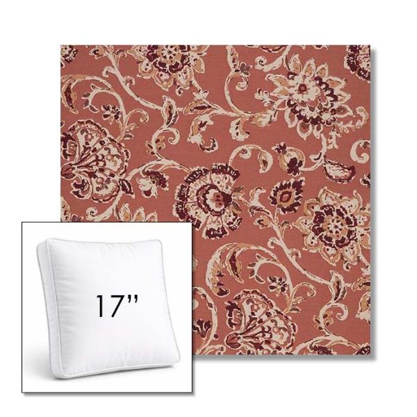 Picture of Martha Floral Rose Vine | 17" Square Boxed Sunbrella® Outdoor Pillow (3" Thick)