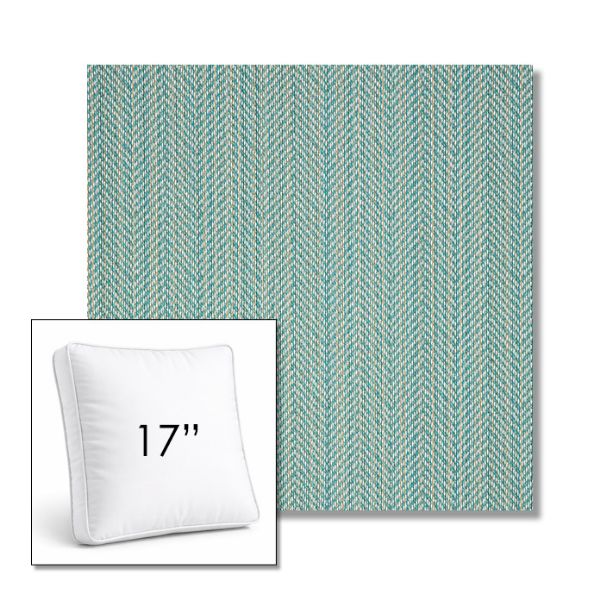 Picture of Posh Aqua | 17" Square Boxed Sunbrella® Outdoor Pillow (3" Thick)