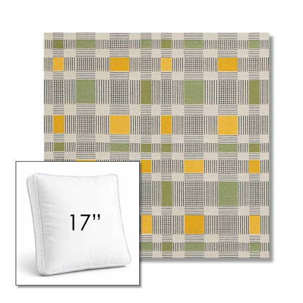 Picture of Rubix Lemon Lime | 17" Square Boxed Sunbrella® Outdoor Pillow (3" Thick)