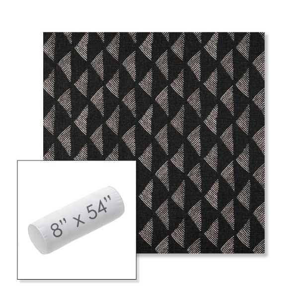 Picture of Etched Angles Char | 8" x 54" Outdoor Bolster Pillow Sunbrella® Fabric