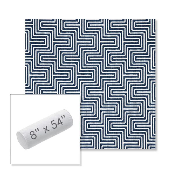 Picture of Figure Indigo | 8" x 54" Outdoor Bolster Pillow Sunbrella® Fabric