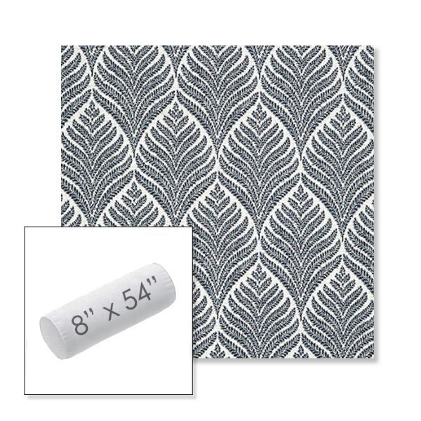 Picture of Linnaeus Indigo | 8" x 54" Outdoor Bolster Pillow Sunbrella® Fabric