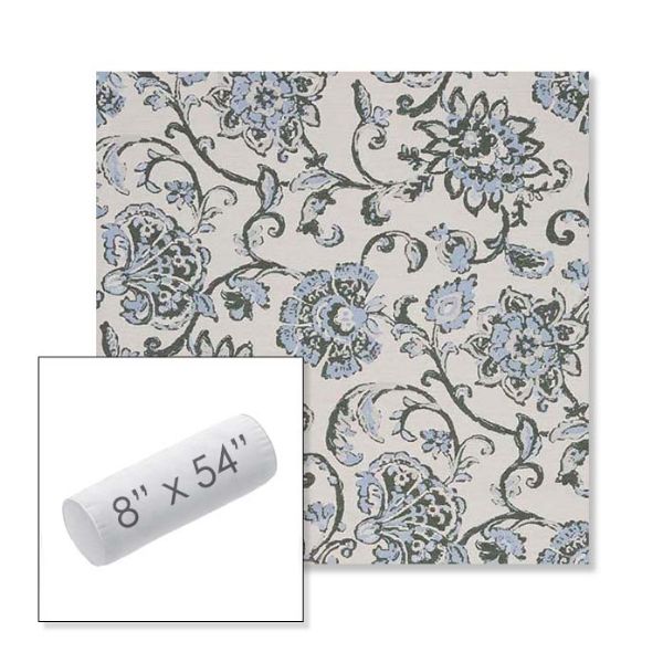 Picture of Martha Floral Periwinkle | 8" x 54" Outdoor Bolster Pillow Sunbrella® Fabric