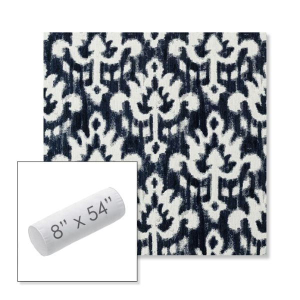 Picture of Patra Indigo | 8" x 54" Outdoor Bolster Pillow Sunbrella® Fabric