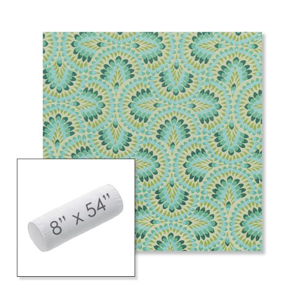 Picture of Plume Peacock | 8" x 54" Outdoor Bolster Pillow Sunbrella® Fabric